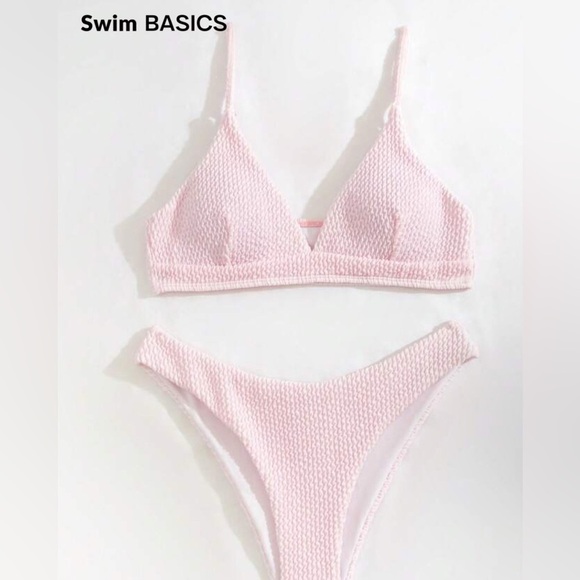 NWT, SHEIN, Swim Basics High Cut Bikini Set, Large, baby Pink - Picture 3 of 4